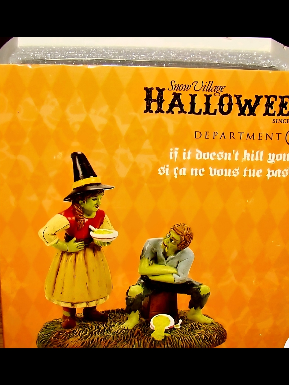 Department 56 Halloween Village figurine set titled "If It Doesn't Kill You..."